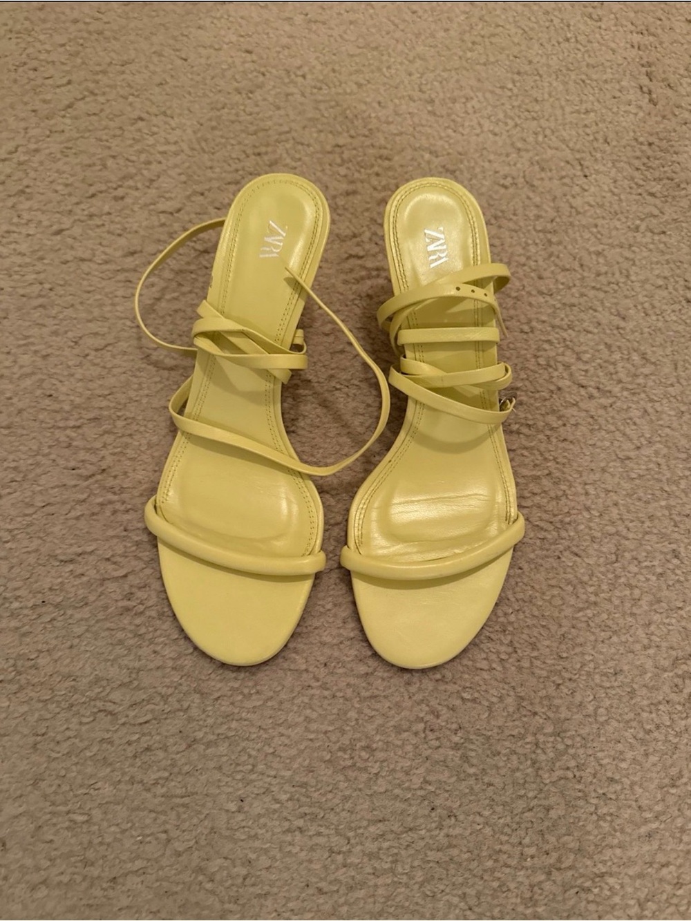 Zara Lemon Strappy Wrap Heel Sandals